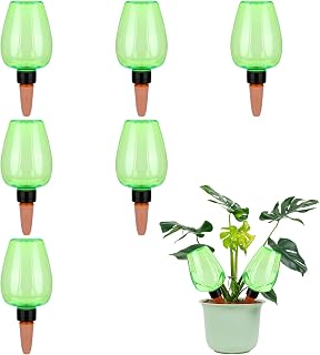6Pcs 16.9 oz Large Plant Self-Watering Globes Top Fill Plastic Water Bulbs | Slow-Release Terracotta Self-Watering Planter Insert Watering Devices System Water Spikes Stakes for Indoor/Outdoor Plant