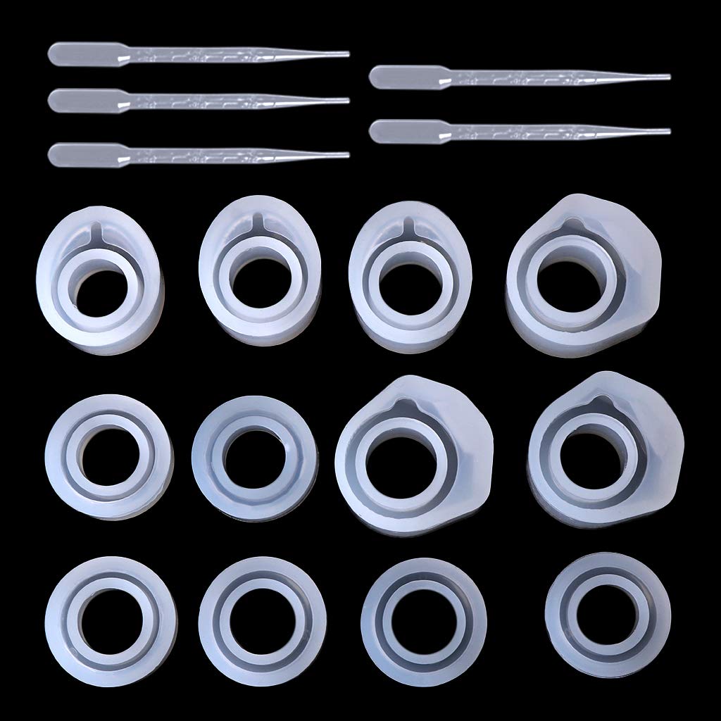 GIMEVAR Epoxy Resin Kit Silicone Mold Ring Molds 3 Sizes Dropper DIY Jewelry Rings 16/16.6/17mm Handmade Gifts Accessories Findings Casting Tools 1 Set