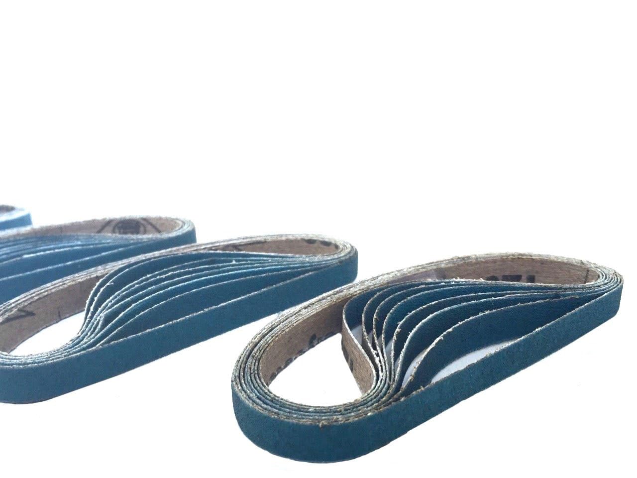 3/8 x 13 Inch Sanding Belts - Starcke Premium 40 Grit Blue Zirconia Cloth Belt Sanders for Woodworking, Metal, Composites & Aluminum, Autobody Sandpaper Belts, Narrow Air File Belt Sanding - 30 Pack