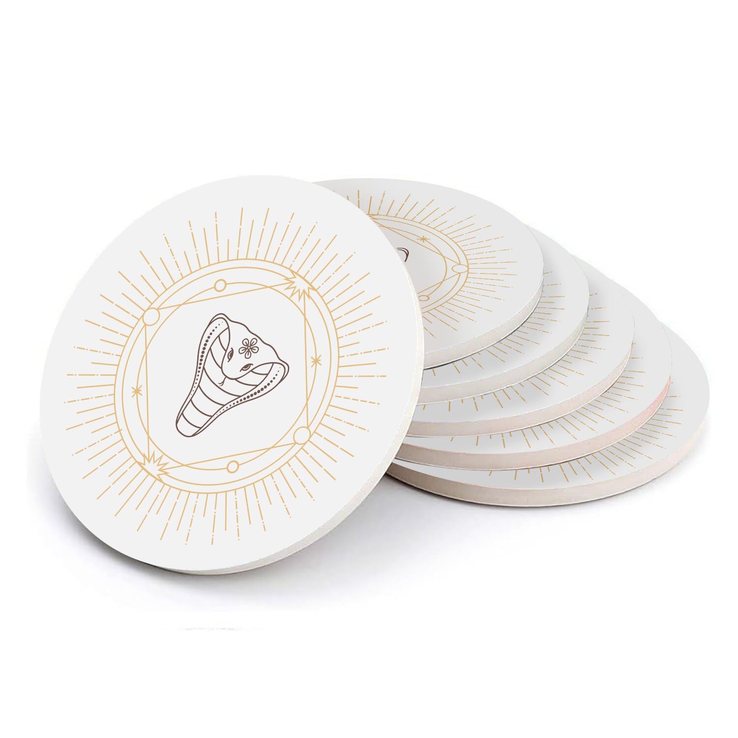 Sous verre ronds en céramique serpent zodiaque chinois lot de 6 pièces de 108mm
