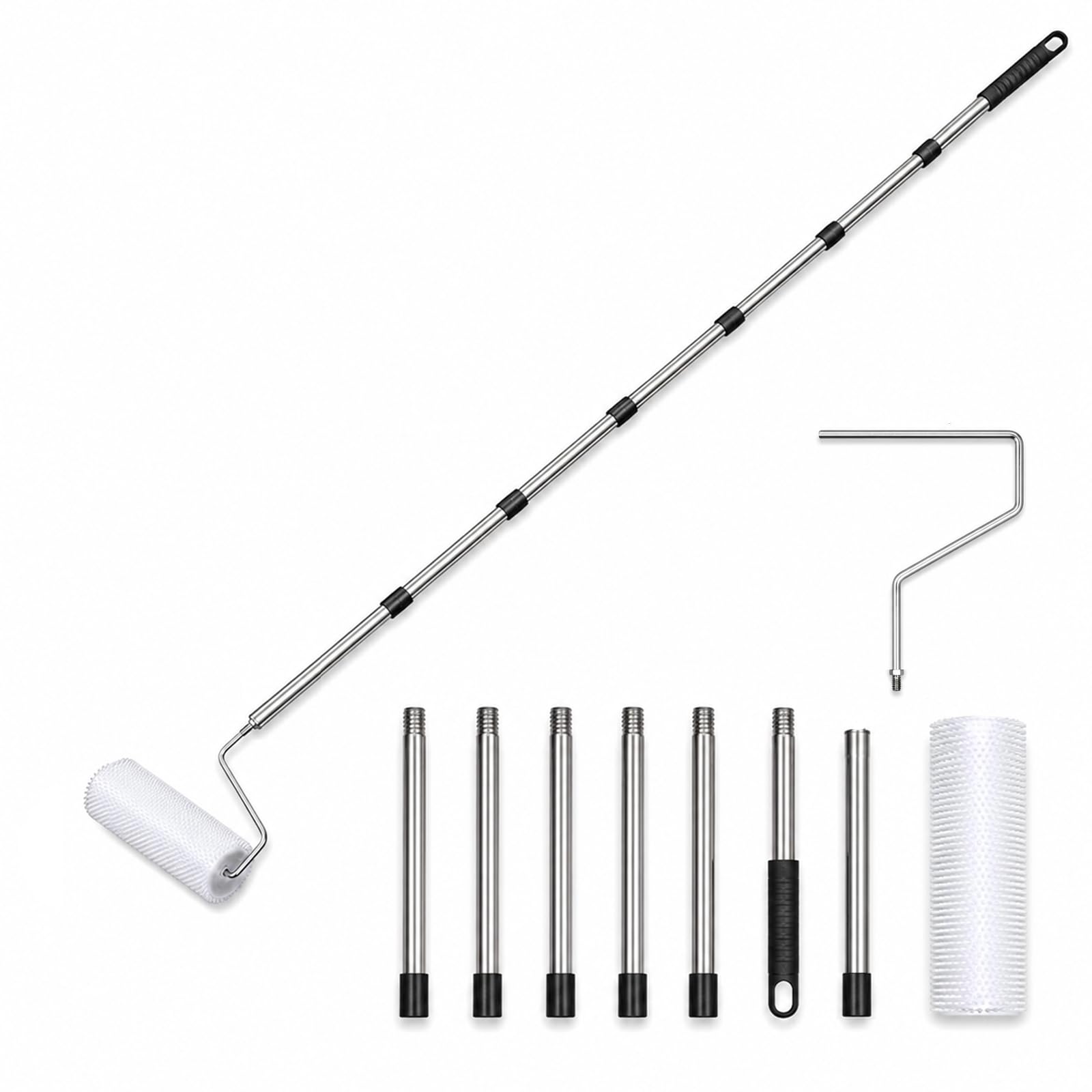 Spiked Roller Self Levelling, 9 Inch Floor Roller with Adjustable Extension Handle (82in), Spike Roller for Self Levelling Floor, Self Levelling Tools for Epoxy, Concrete & Floor Coating