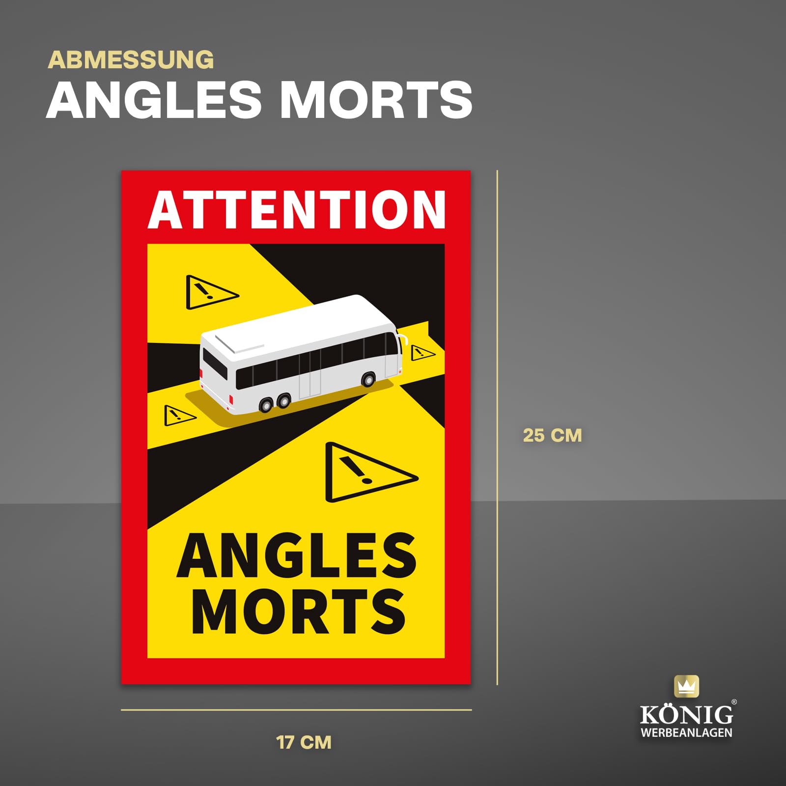 Zestaw 3 naklejek "Angles Morts" do samochodów kempingowych | oznaczenie martwego kąta | 25 × 17 cm | zgodnie z francuskim kodeksem drogowym | odporne na promieniowanie UV i warunki atmosferyczne |