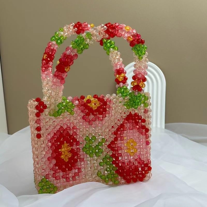 Bolso de mano artesanal con cuentas y flores para mujer miniatura 7