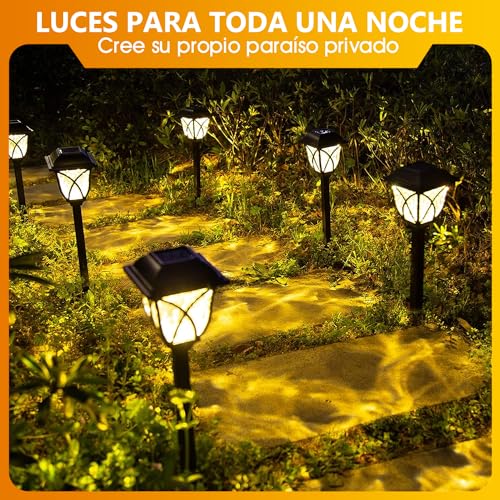 Image of BYCRAY 6 Pack Solar Garden Pathway Lights, Solar Garden Lights, Waterproof Auto On /Off, Solar LED Lights for Garden, Patio, Pathway, Walkway (Warm White)