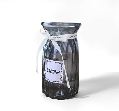 DDY Glass Vase, 8 Inch Ribbed Decorative Vase for Table Centerpiece, Ideal for Wedding, Home Decor, Housewarming Gift