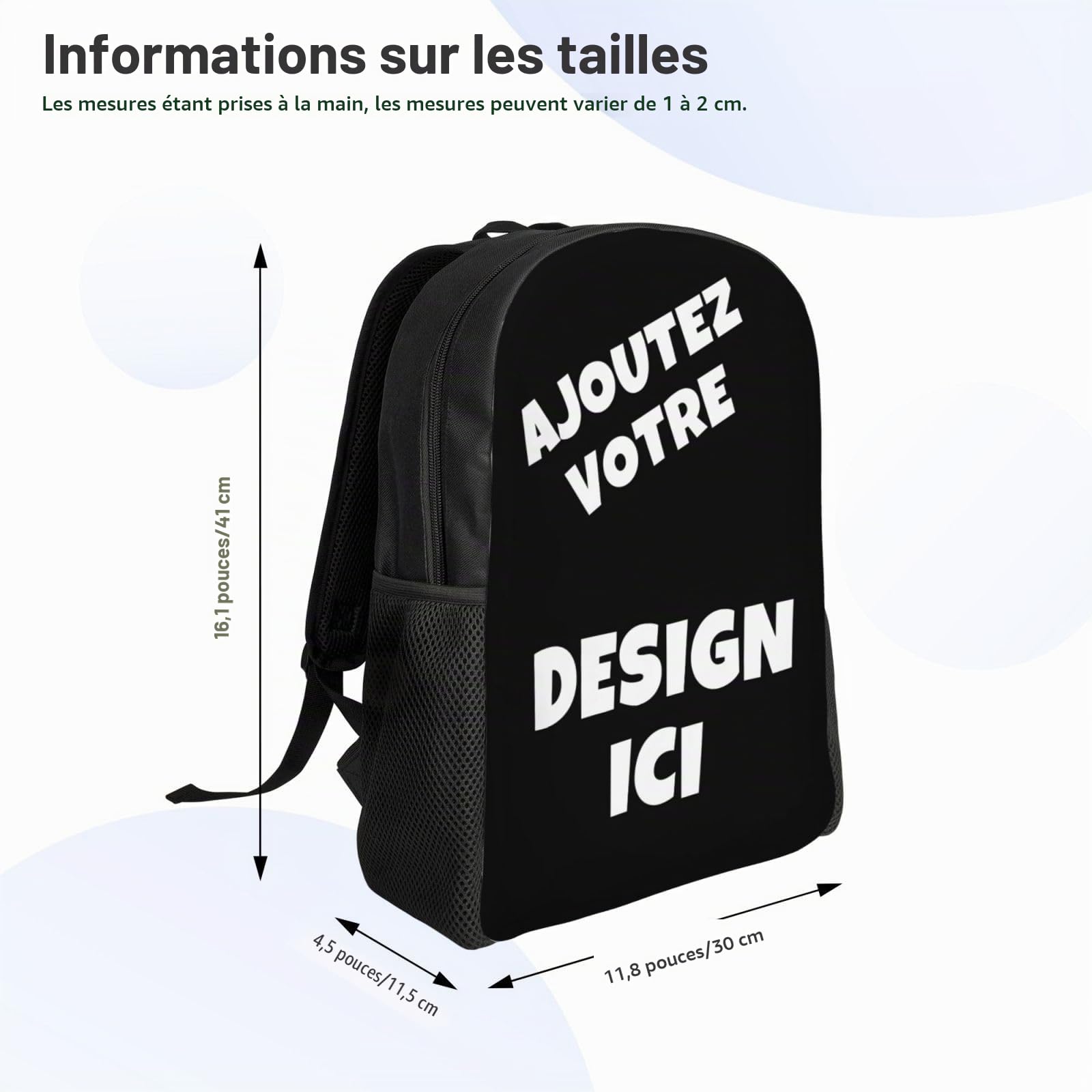 Cartable Personnalisable Sac Personnalisée Avec Photo Texte Sac a dos Garçons et Filles Personnalisé Choisissez votre Image cartable idéal pour l'école ou le sport