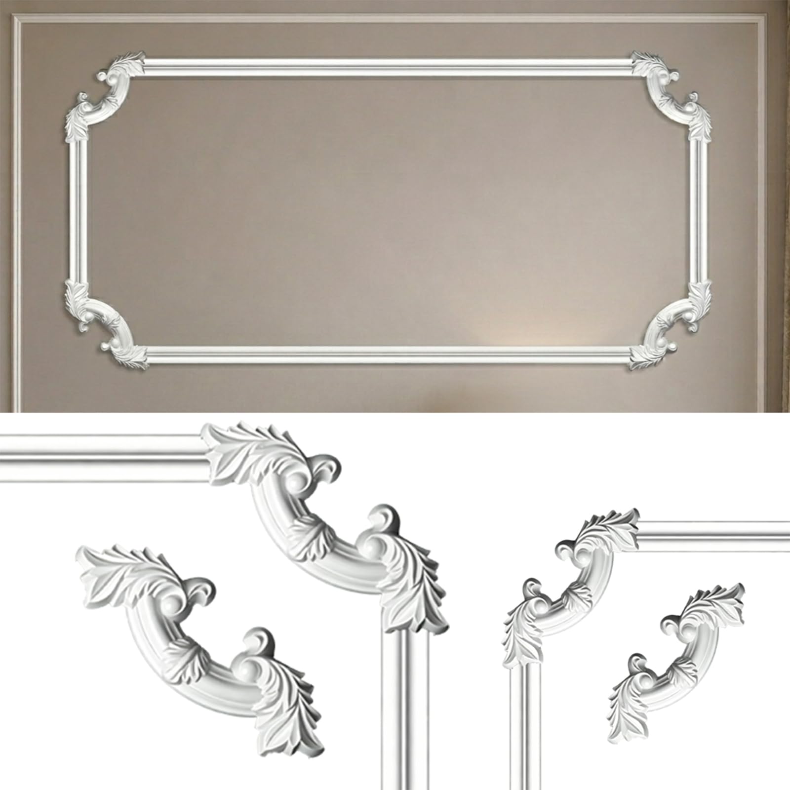 CBBEONRN Peel And Stick Wall Molding Kit PVC Flexible Trim for Bathroom Ceiling White,5m
