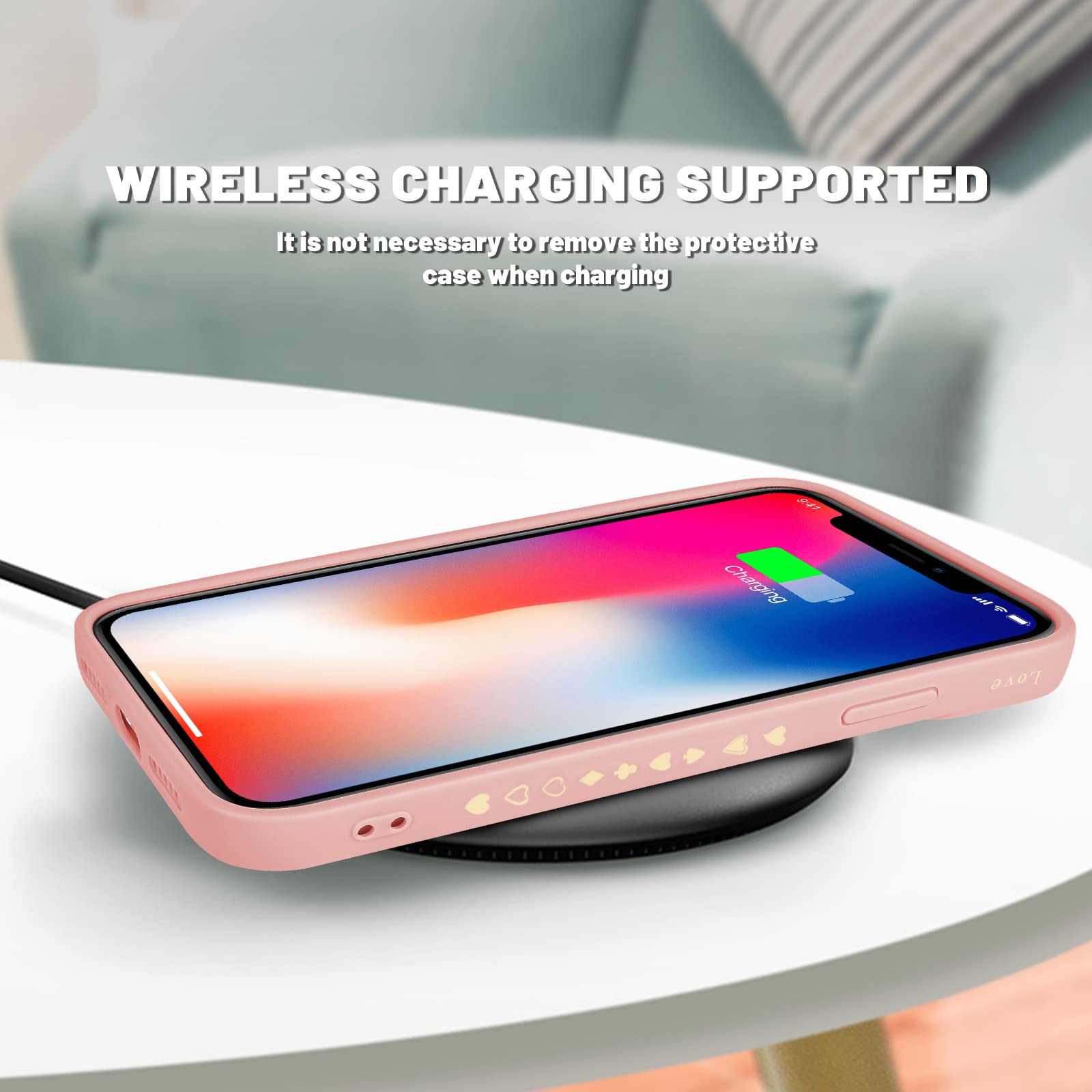 Newseego Frosted Protettiva Case per iPhone 11, Simpatico Cartone Disegno del Cuore Animato Traslucida Custodia per iPhone 11 con Antiurto[Rigida PC Posteriore + TPU Angoli] Cover per iPhone 11-Rosa