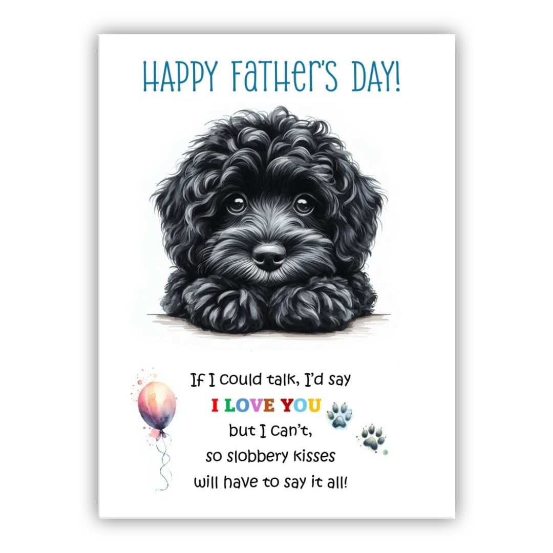 Father's Day Card from the dog. Dog Lovers Card. Fathers Day card from the dog. Differenet breeds. (Cavapoo black) โ image 1