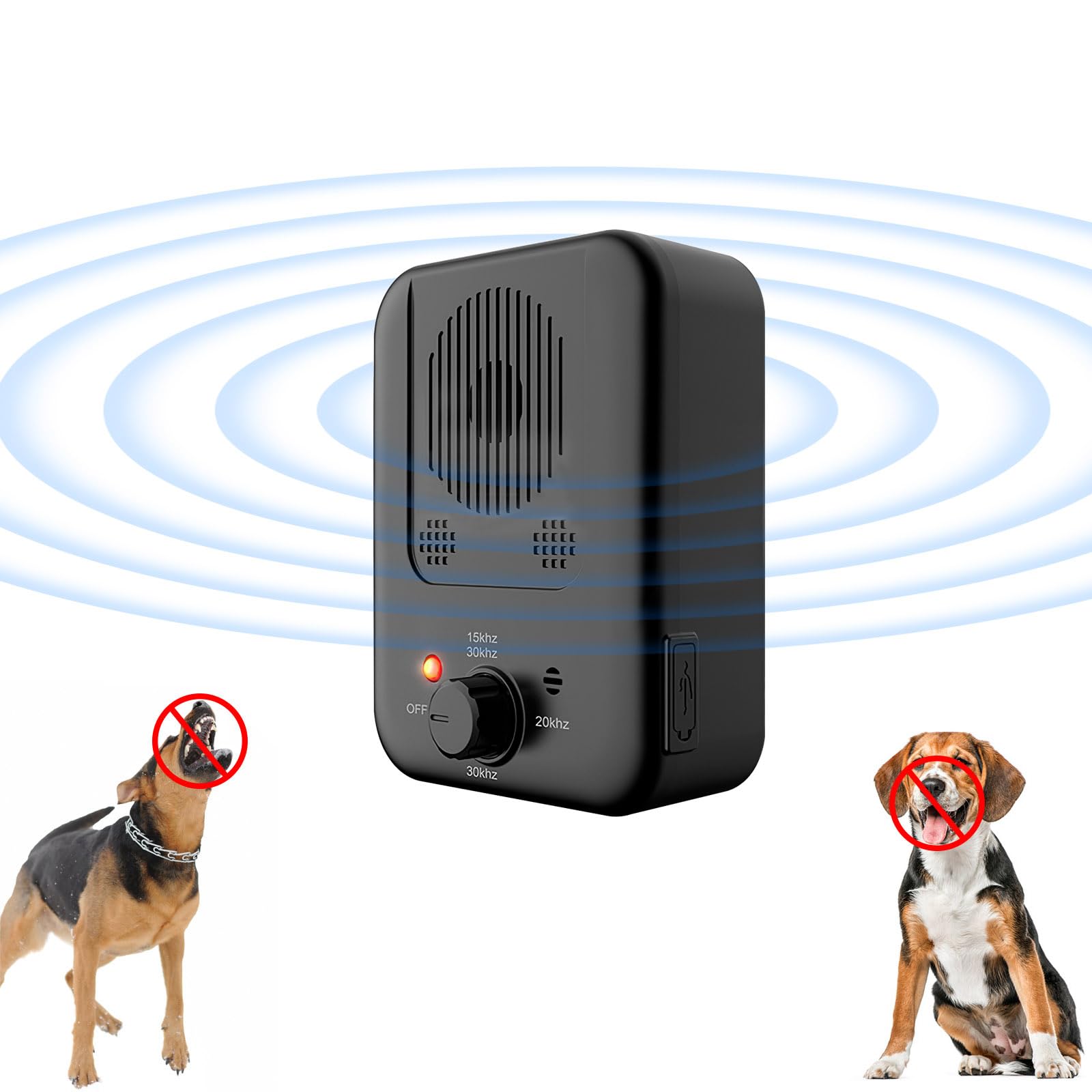 KOCASO Ultrasonic Dog Bark Deterrent - Anti Barking Device for Dogs with Max 26.2FT Range?Rechargeable & IPX4 Waterproof?3 Ultrasonic Frequency Levels - Safe for Dog & Human?Ideal for Outdoor/Indoor