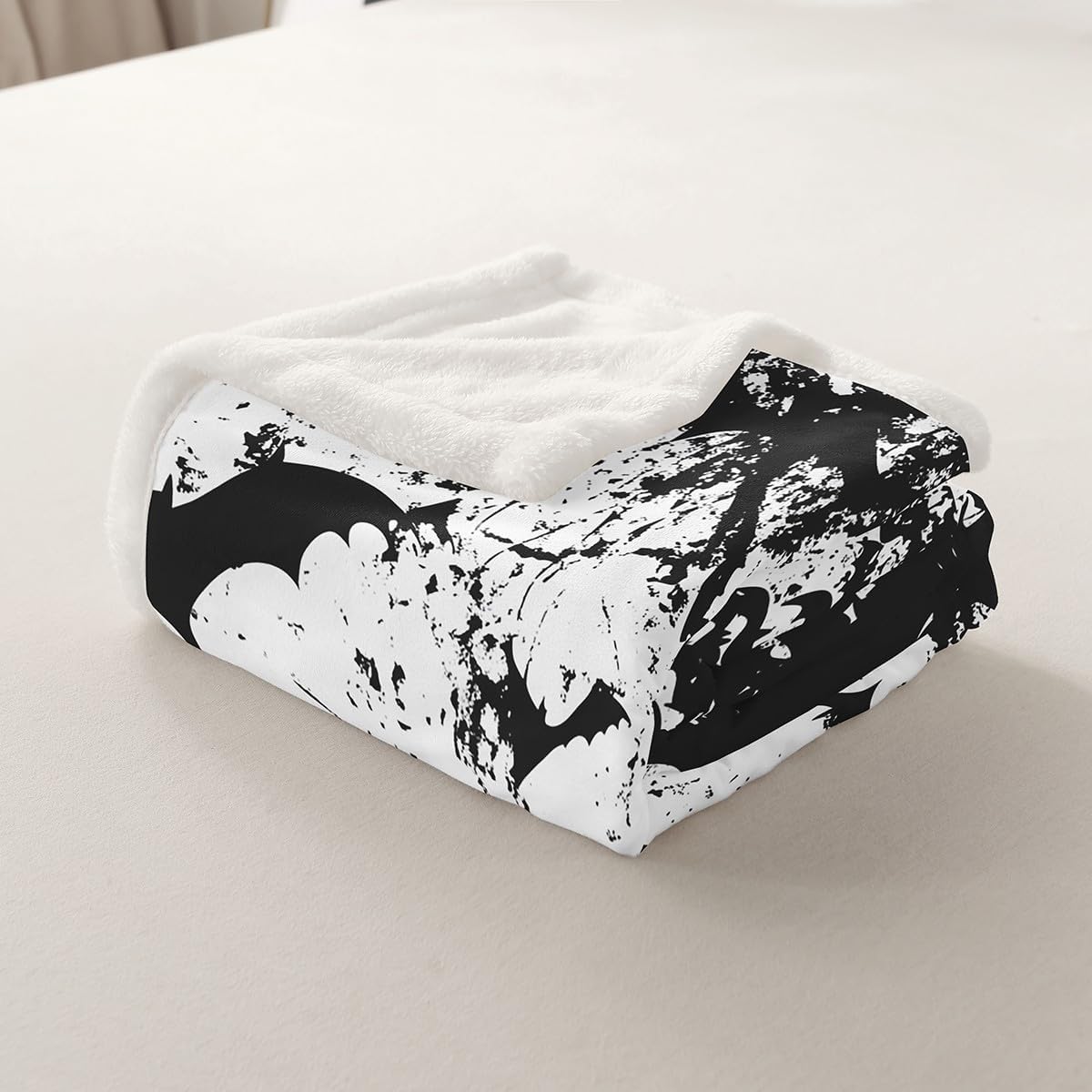Halloween Bats Halloween Blanket Gothic Halloween Throw Blankets Black and White Fleece Blanket 90"x90",Vintage Silhouette Toddler Blanket Horror Dark Shadows Cobwebs Halloween Decorations