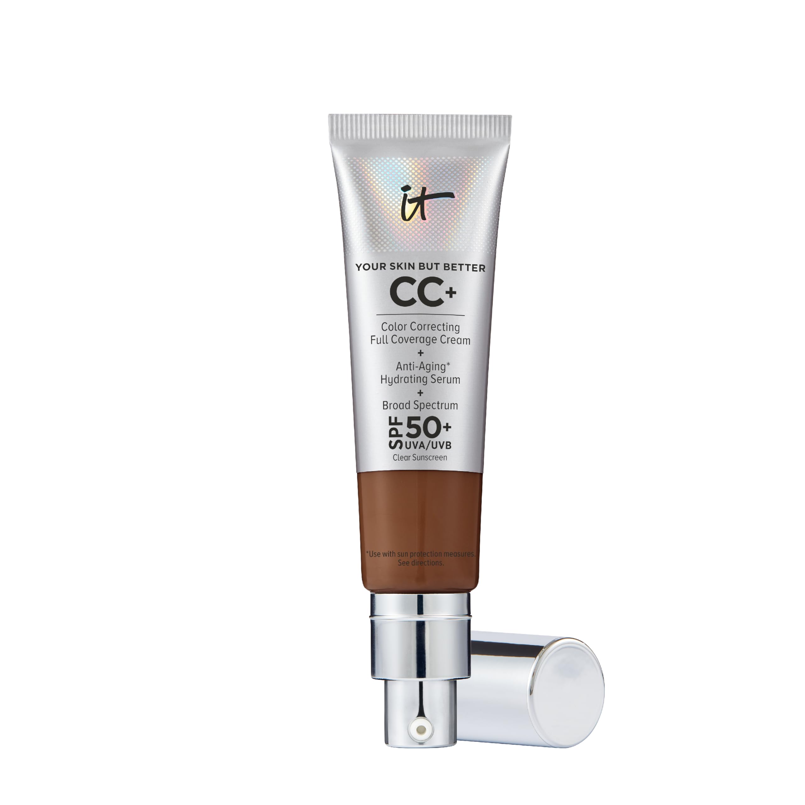 IT Cosmetics CC+ Cream (Neutral Deep) - Full-Coverage Foundation With SPF 50, Color Corrector & Anti-Aging Serum, Formulated With Niacinamide & Hyaluronic Acid, Natural Finish, 1.08 fl oz