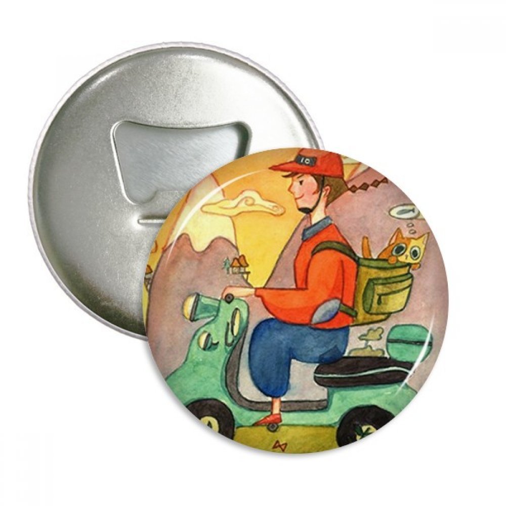 Aimants pour réfrigérateur de poche chat aquarelle - Lot de 3 badges décorations ronds originaux