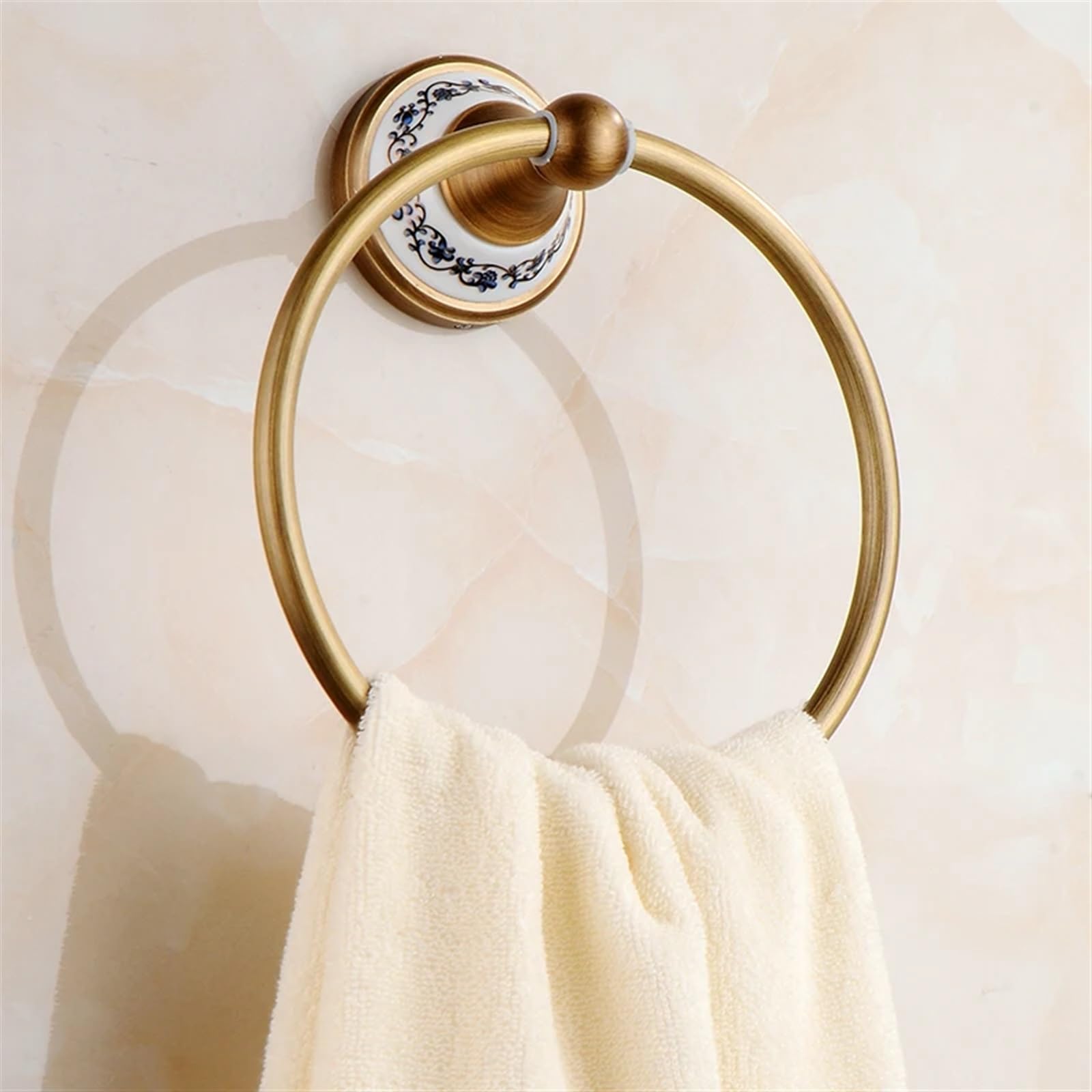 Toallero de Mano con Anilla, Toallero de aro Minimalista con Base Redonda, Accesorio for Colgar en la Pared.(Style1)