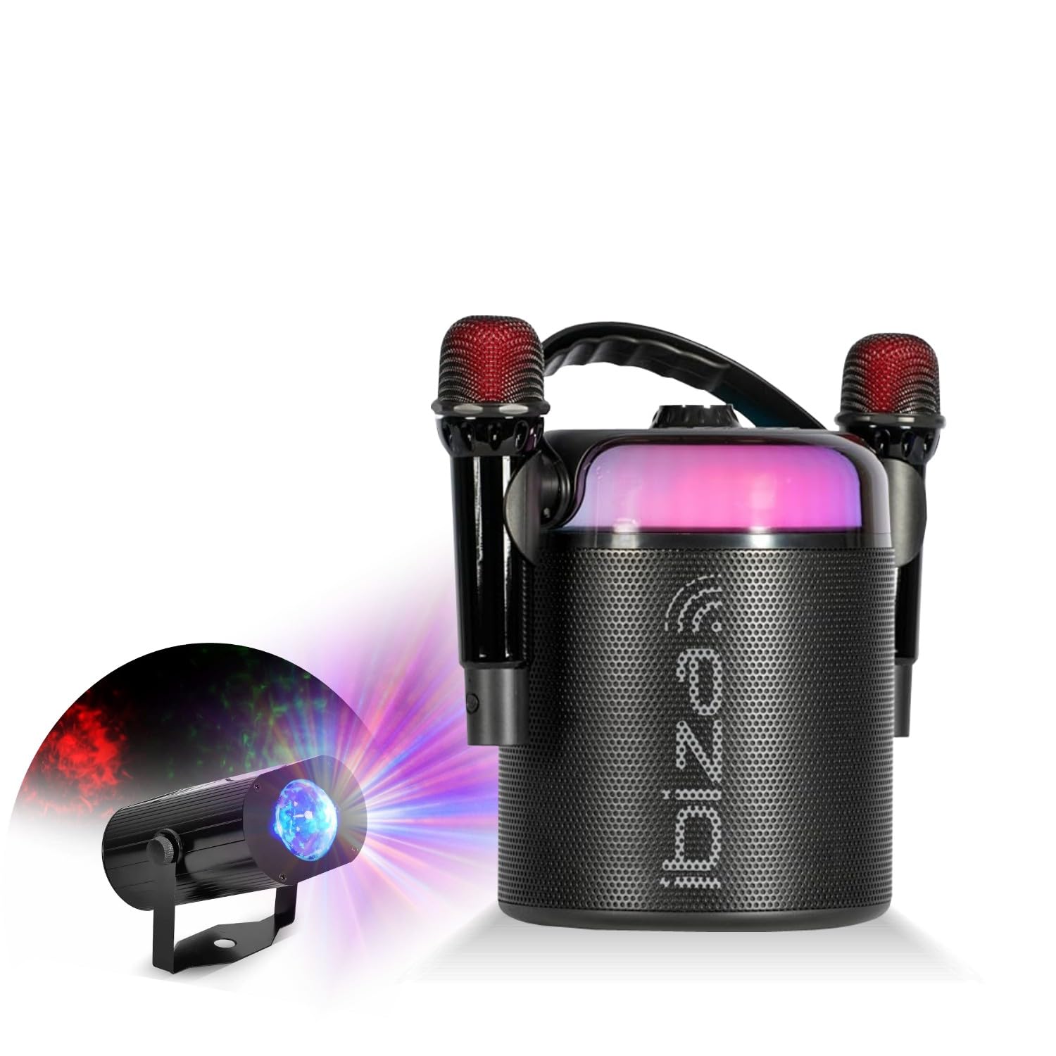 Ibiza - Pack Enceinte Karaoké Portable Autonome Bluetooth Ibiza KARAHOME-BK 120W USB 2 Micros sans Fil - Effet Lumière Waterwave Fête Enfant