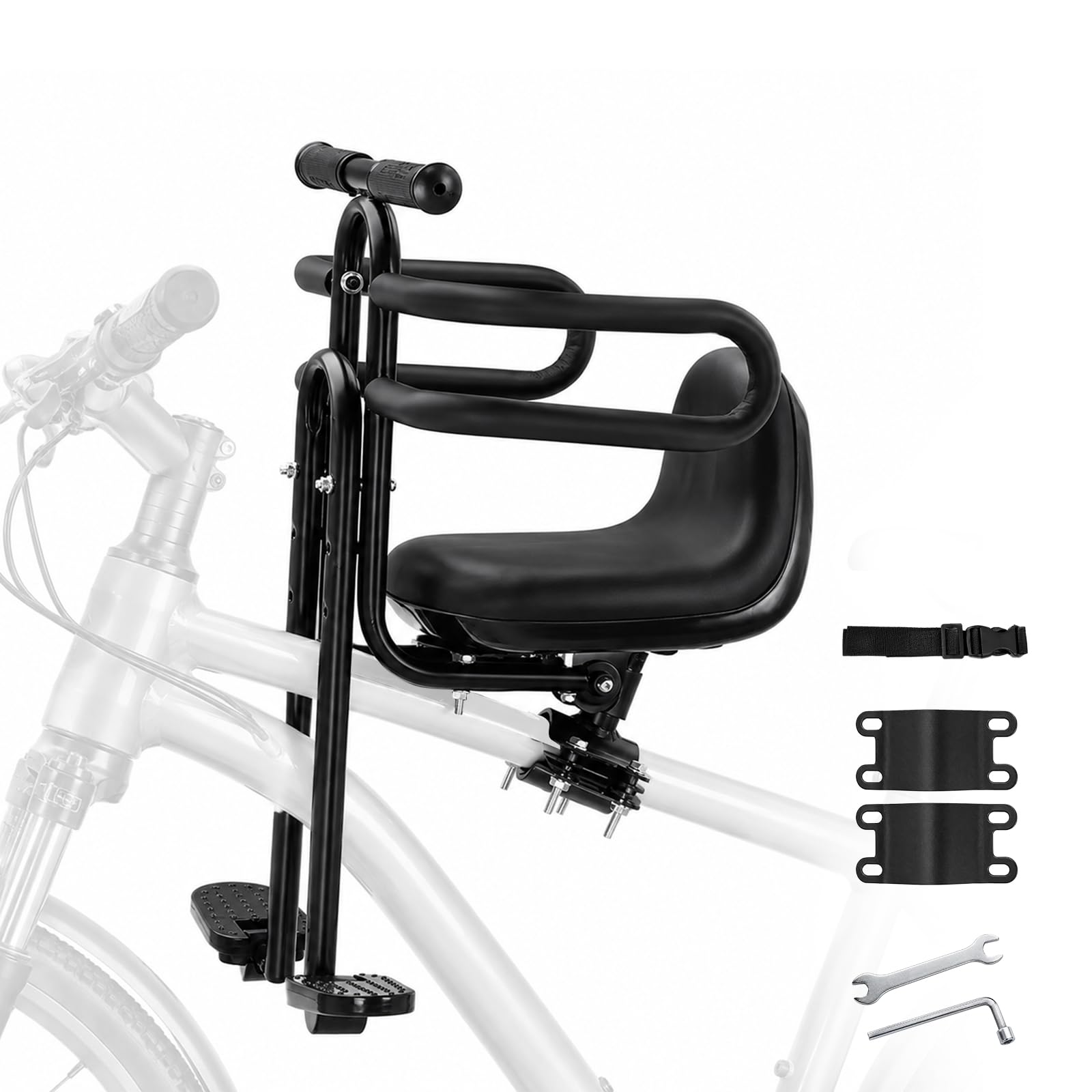 Kindersitz Fahrrad Vorne, Kinderfahrradsitz mit verstellbarem Sitzwinkel | mit Armlehnen, Fußstützen, Fahrradkindersitz Kindersitz Vorne für Mountainbike, Cityräder, Falträder