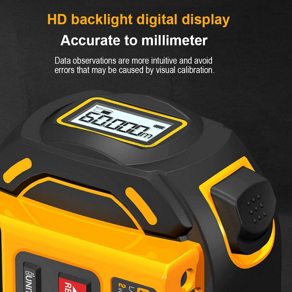 2 in 1 Tape Measure Telemetro Laser, Metro A Nastro 16,5 Ft / 5 M, Telemetro Laser 196.85 Ft / 60 M, HD E Display LCD, Autobloccanti, Hook Attivo, Adatto Per DIY