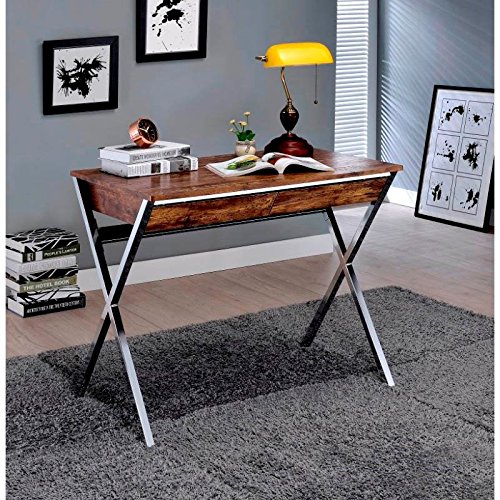Acme Furniture Acme Callers Desk, Weathered Oak & Chrome, One Size #TOP3