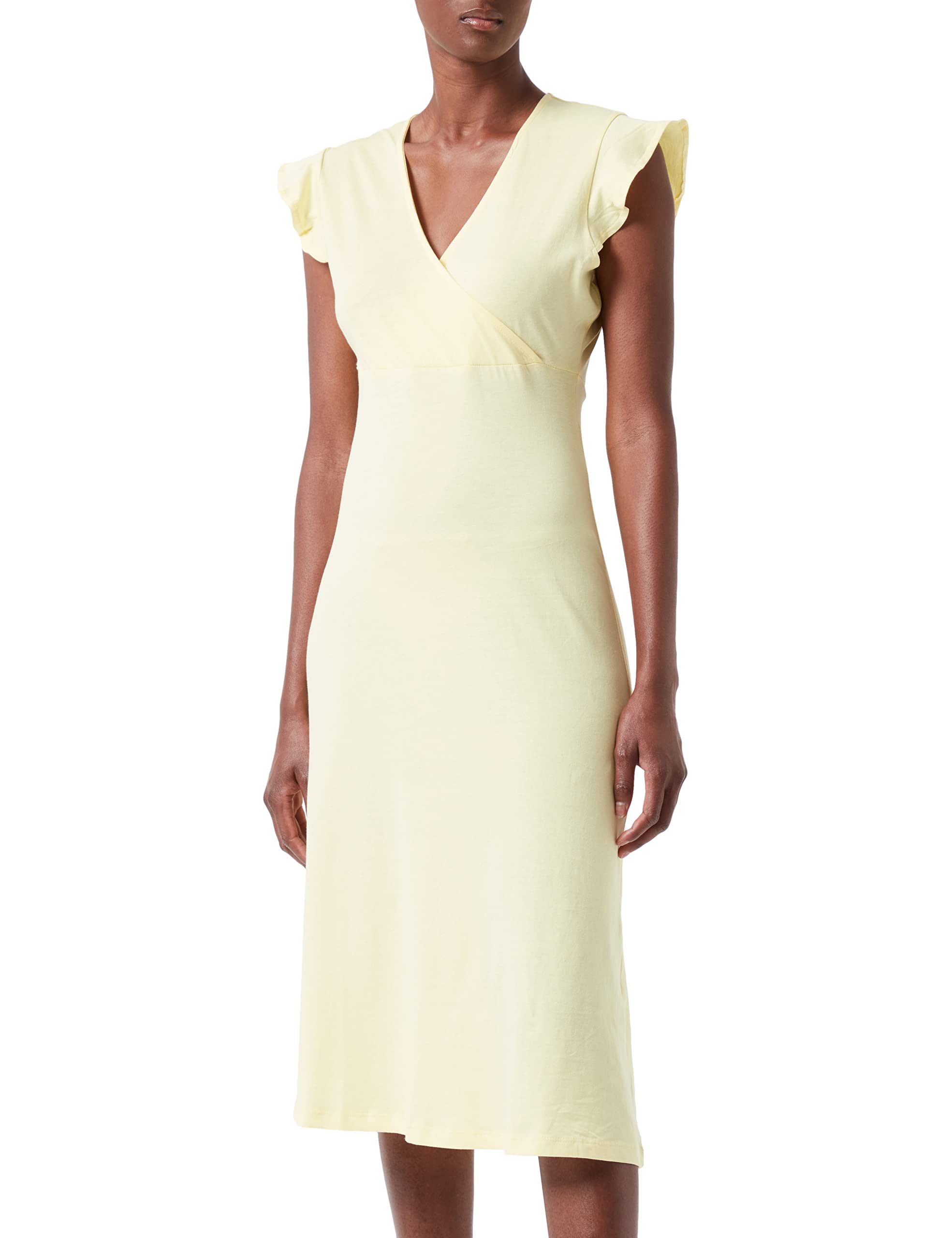 Only Onlmay-Vestido Midi Cruzado S/L Mujer