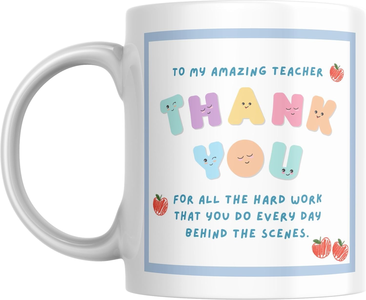 RYN® Printed design Teacher Appreciation Coffee Mug, with Blue Outline, Gift for Teachers, Teachers Day Gift #01
