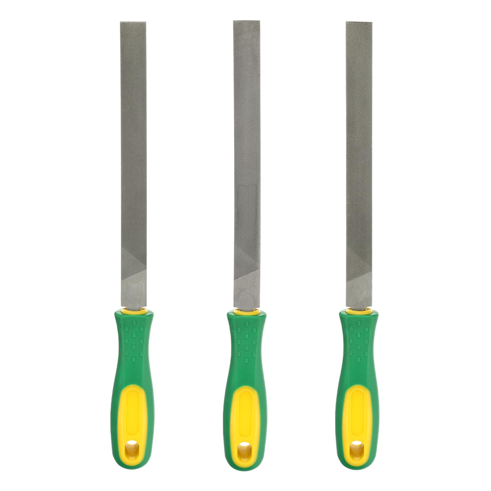 sourcing map 3pcs Flat Cut File 12" Double Cut Teeth High Carbon Steel Hand Rasp File with Plastic Handle for Metal Wood Deburring Removing