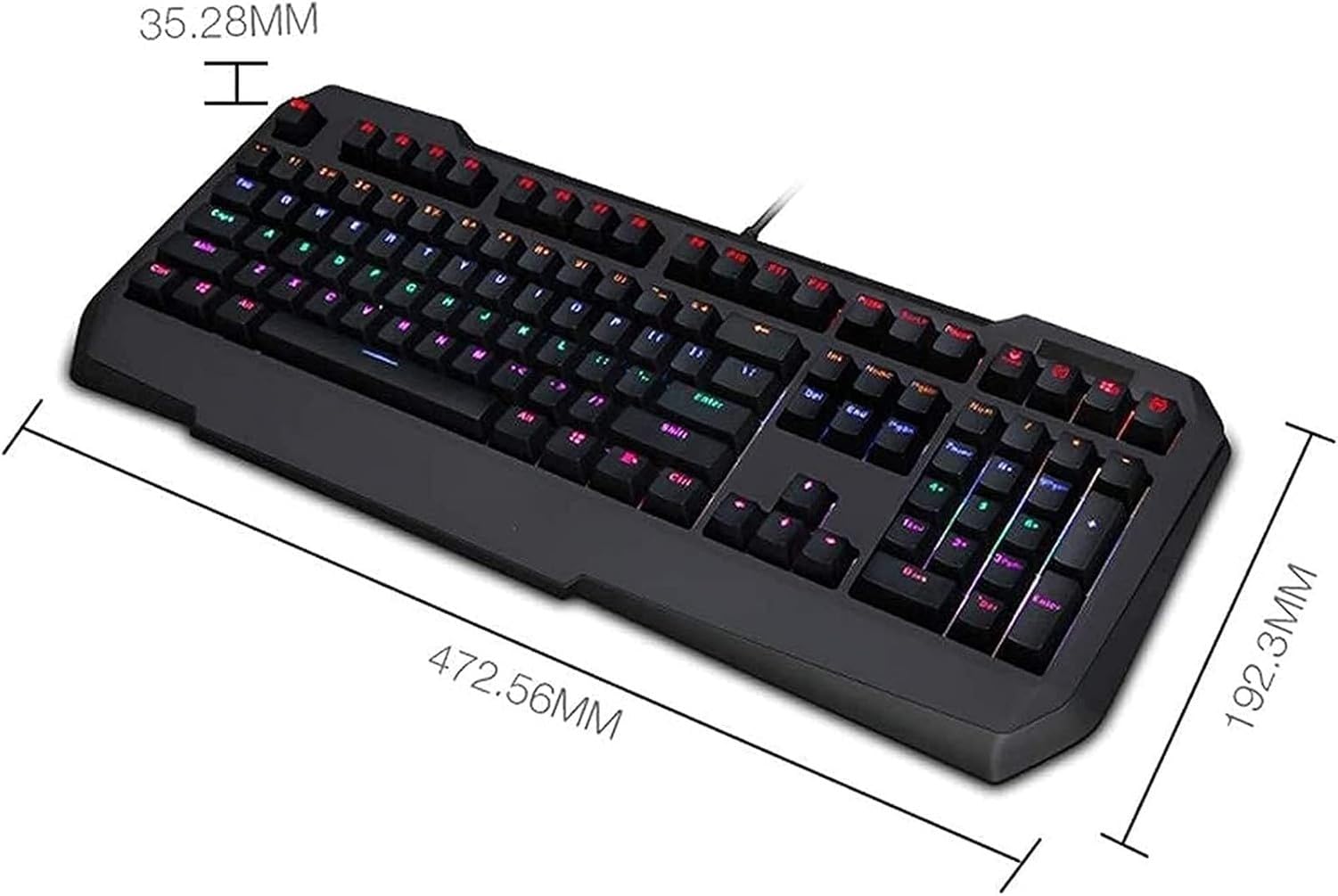 Tastiera Meccanica da Gaming USB Wired, Full-Size con Retroilluminazione RGB Mista, Anti-Fantasma per Ufficio e Videogiochi
