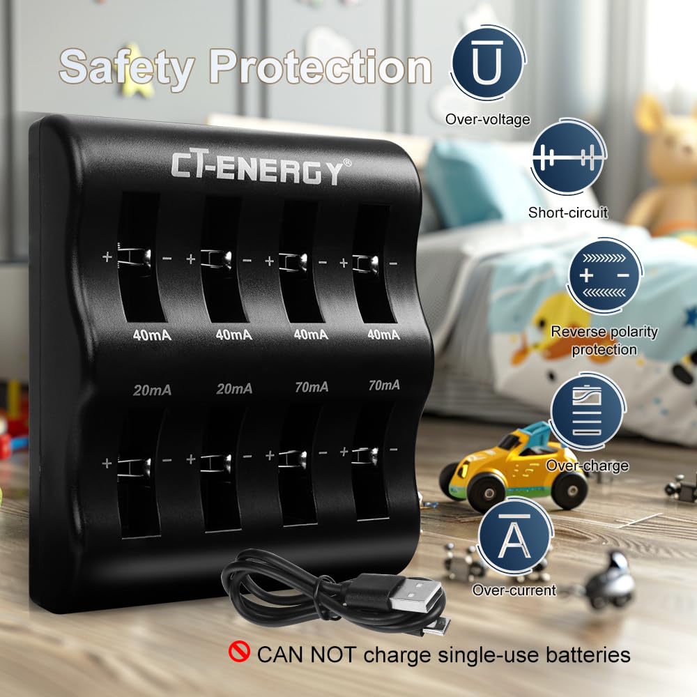Coin Battery Charger Bay With Lir2450 Rechargeable Batteries