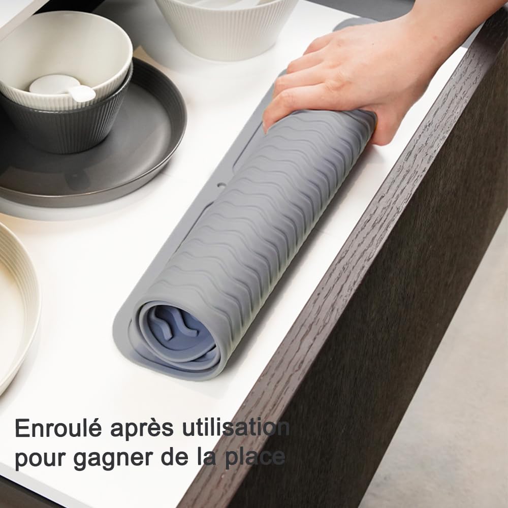Tapis égouttoir Silicone Pour évier 40x32,5 Cm - Drainage Incliné, Antidérapant - Pour Cuisine Ou Salle De Bain