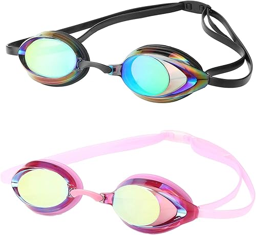 Miniatura 11 de Gafas de natación, paquete de 2 gafas de natación antivaho con protección UV sin fugas para adultos, hombres, mujeres, jóvenes Azul