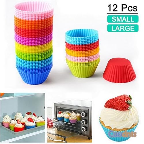 12pcs Forminha Para Mini Cupcake Jogo de Formas para Muffins Forma de Silicone Redondo com 12 unidad