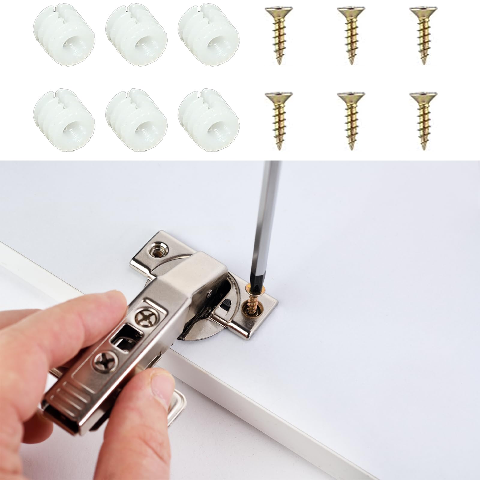 Set 120 Tasselli In Plastica Per Cerniere M4 X 10 Mm – Con Viti Per Riparare Armadi, Porte E Mobili