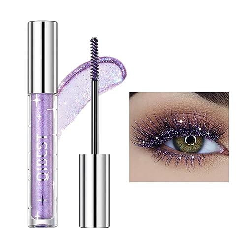 DLZZRS Máscara de pestañas de colores para pestañas, máscara colorida de color con purpurina de diamante, resistente al agua, de larga duración, a