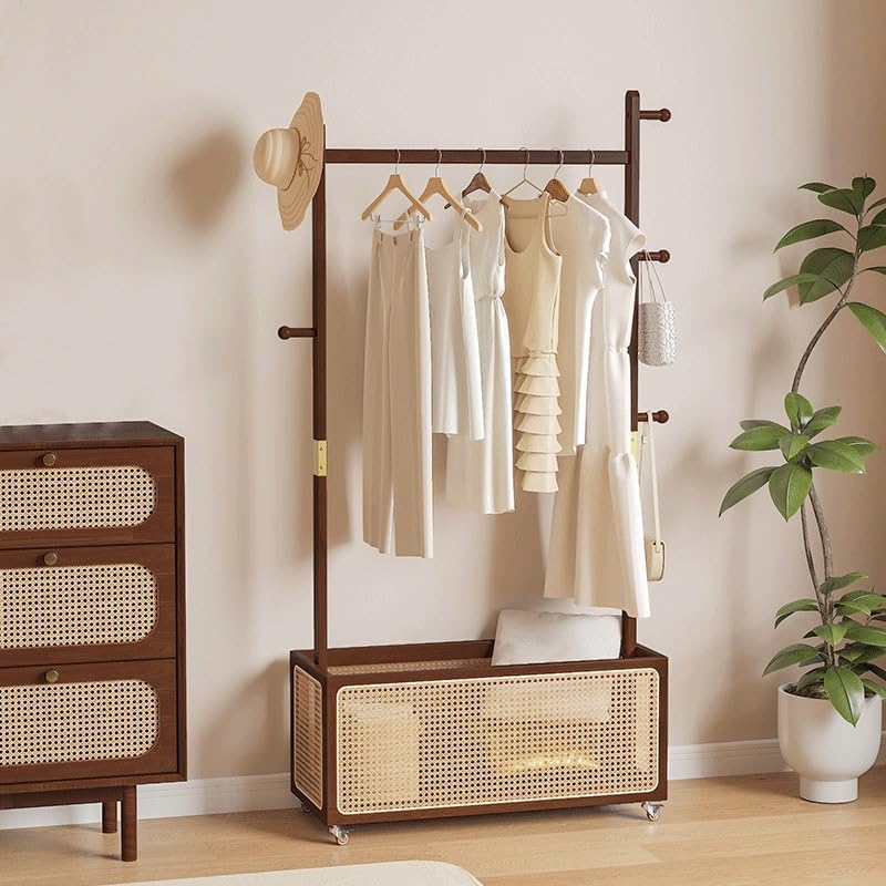Standing Coat Hanger Open Style Wardrobe Bedroom Storage Rack Cloakroom Clothes Hanging Movable Shelf Multifunctional