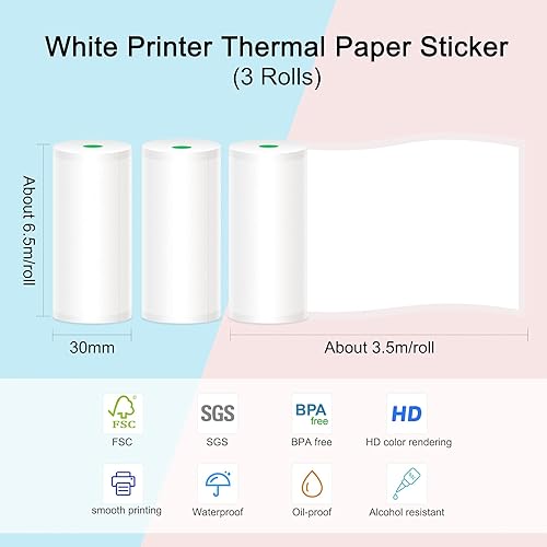 Miniatura 4 de Peripage - Mini adhesivo de papel para impresora, papel térmico autoadhesivo, incoloro, para impresora PeriPage A6, impermeable, a prueba de aceite,