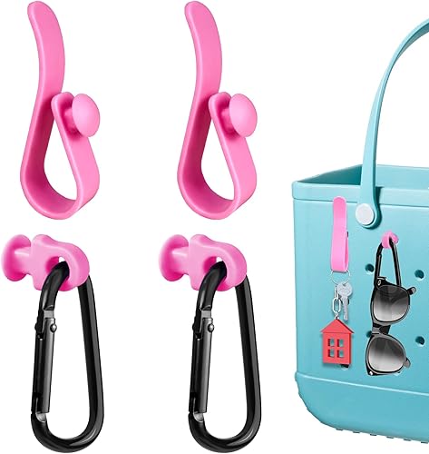 Juego de 4 ganchos compatibles con bolsa Bogg, mosquetón con inserción para llavero, compatible con bolsas de playa pequeñas y grandes