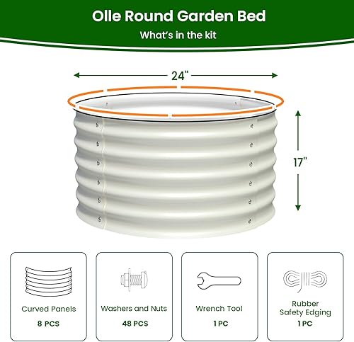 Miniatura 14 de Olle Camas de jardín elevadas de metal redondas de tamaño individual para verduras, 17 pulgadas de alto, caja de jardín elevada galvanizada de 17