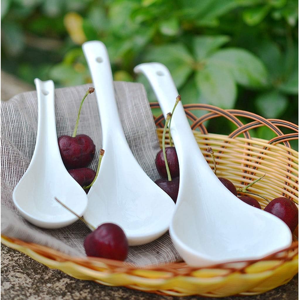 Cuillères à dîner Cuillère à Long Manche en céramique pour la Maison - Grandes cuillères à Soupe, Lot de 4 - Petites,4 Pack-Small