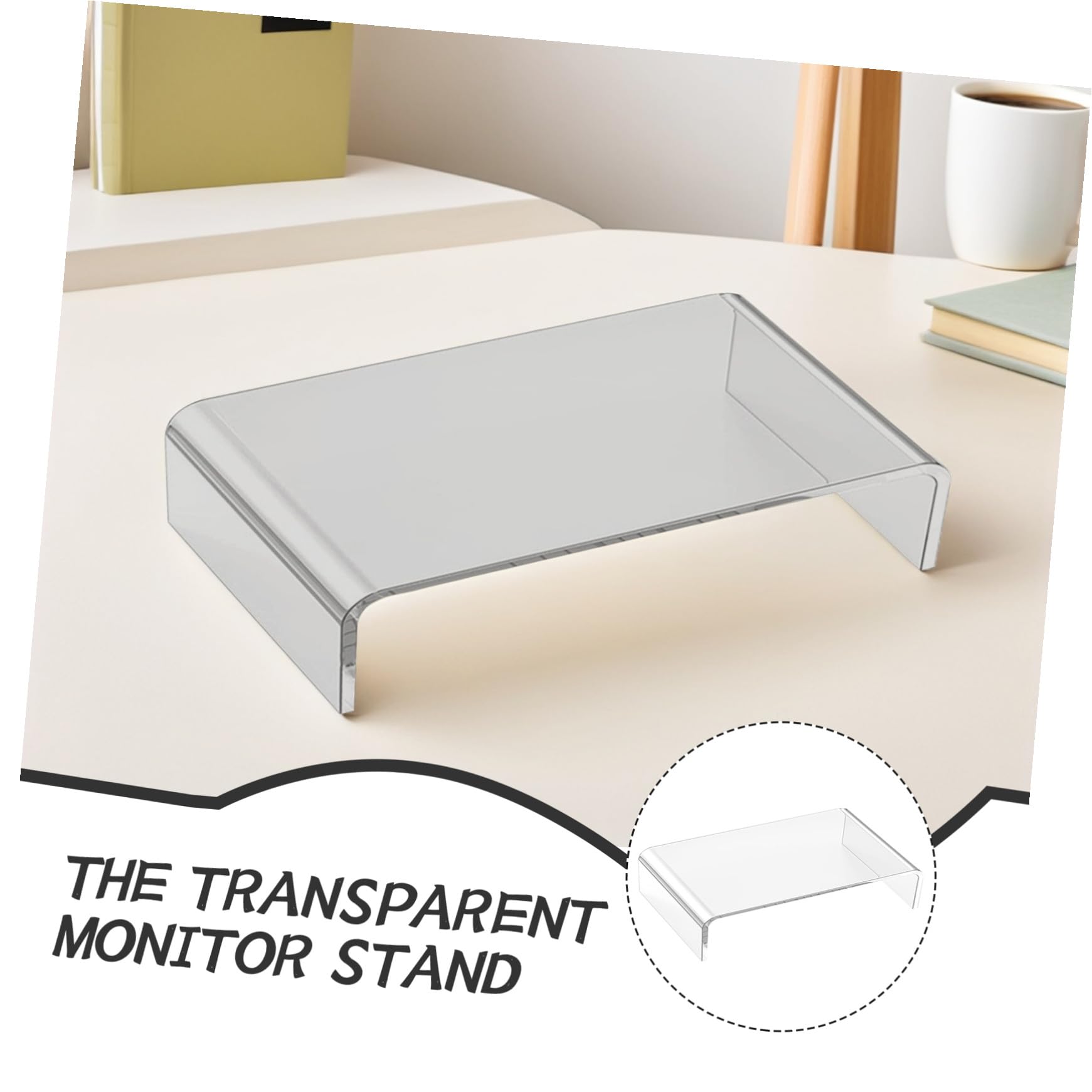 Supporto per Monitor Ergonomico in Acrilico Trasparente, Rialzo per Schermo e Portatile Aiuta a Mantenere la Postura Corretta per Casa e Ufficio