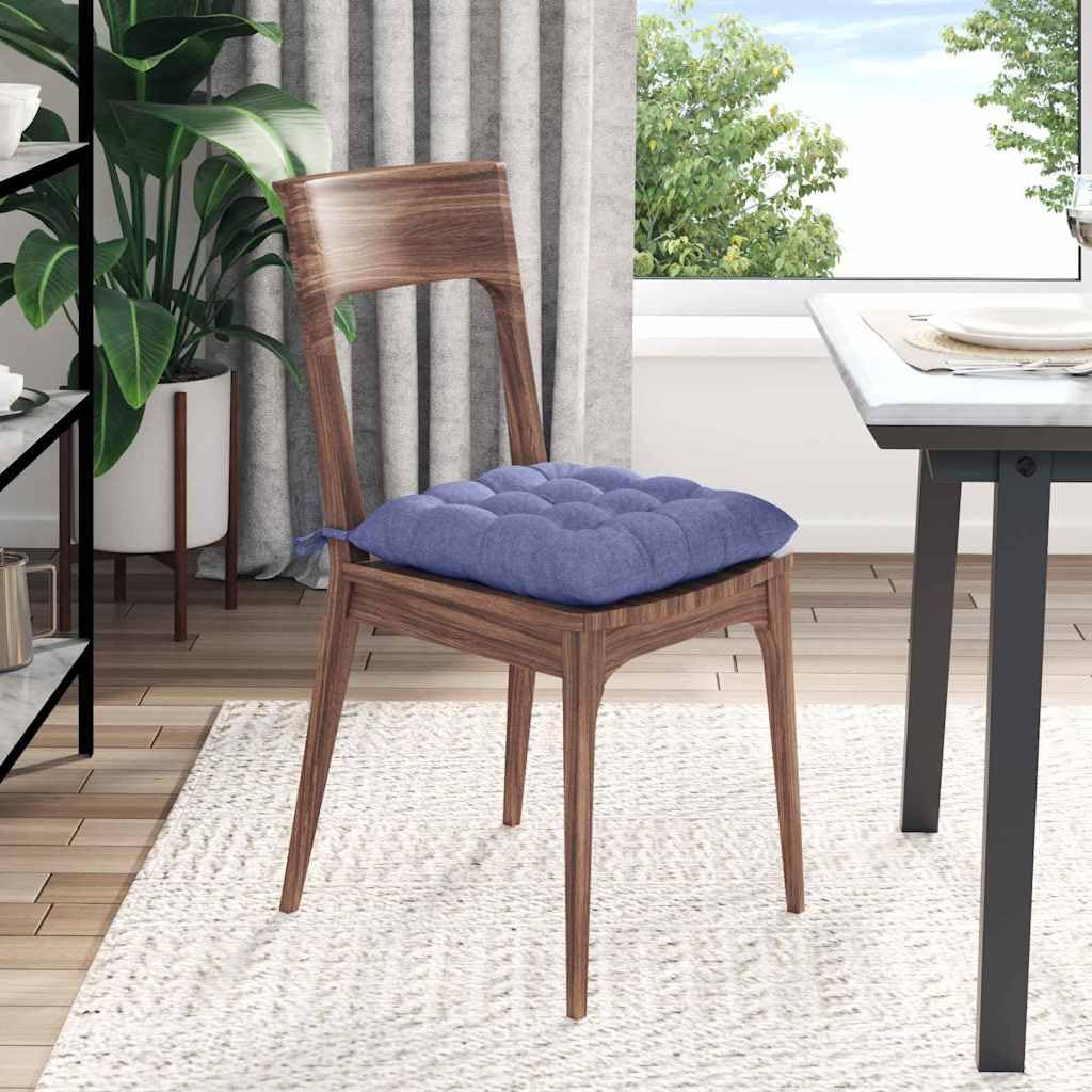 Cuscini da seduta 4 pezzi, 40 x 40 x 6 cm, tessuto blu denim