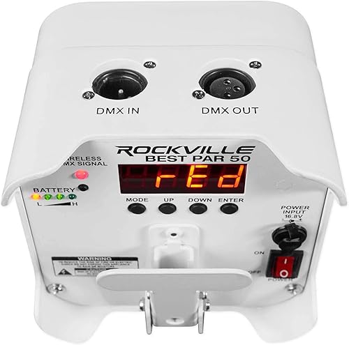 Miniatura 8 de 10) Rockville Best PAR 50 - Luces de lavado de batería blancas con DMX+RGBWA+UV inalámbricas