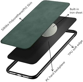 Kepuch Silklike Case for Xiaomi 10 Lite - Cover Bumper Built-in Metal Plate for Xiaomi 10 Lite - Green