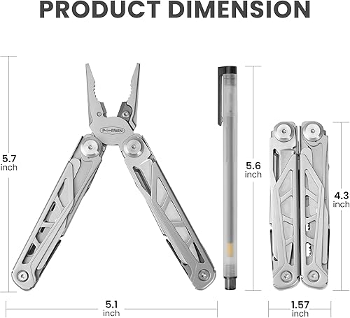 Miniatura 2 de Multitool - Paquete de 2 alicates multiherramienta de acero inoxidable 17 en 1 con autobloqueo, cuchillo de bolsillo, multiherramienta profesional