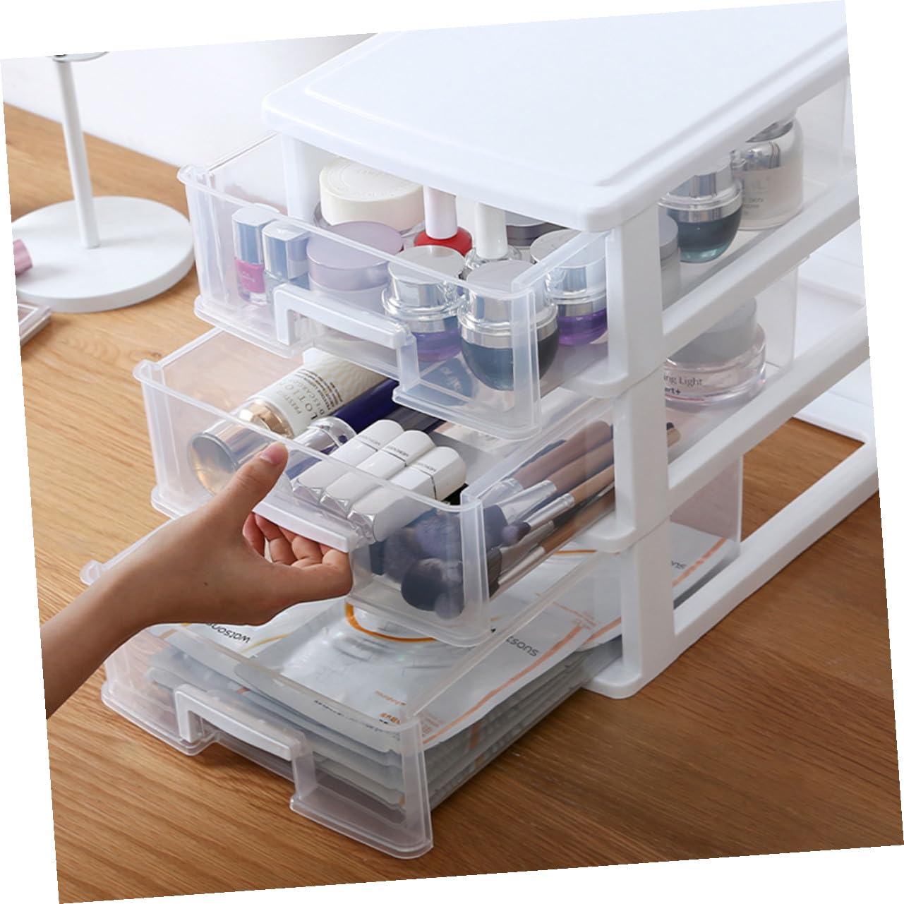 Cabilock Aufbewahrungsschrank Mit Kunststoffbox Organizer Für Schreibtisch Transparent Weiß Aufbewahrungsbox Aus Kunststoff Für Kleinigkeiten