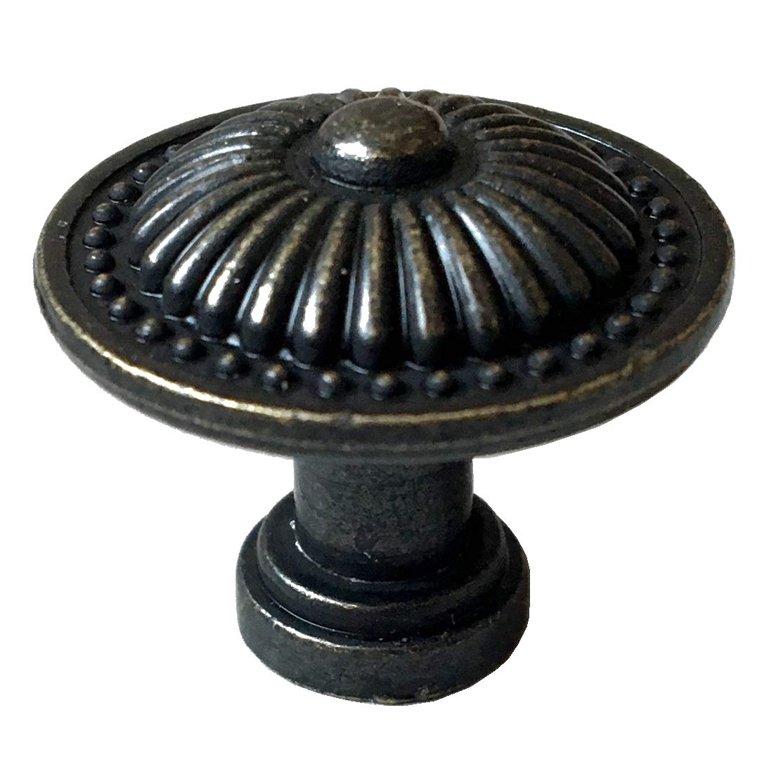 HAOJIazx 6.25" C-C Vintage Style Drawer Pull Antique Black Bronze Knob Cabinet Handle Dresser Pulls Kitchen Door Handles Hardware 160 mm Centers (NO.278)(Dia: 1" (25 mm))