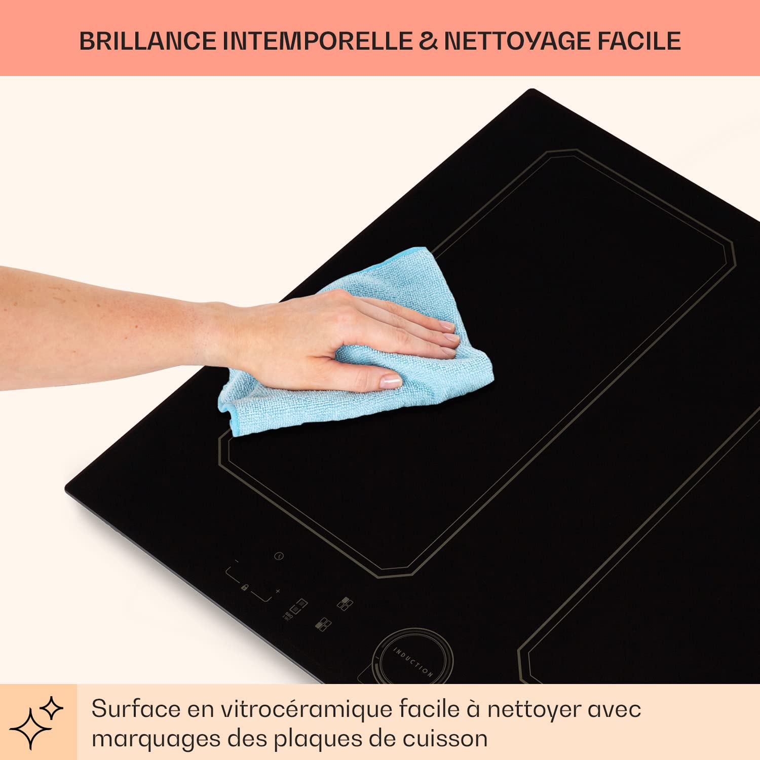 Klarstein Plaque Induction Electrique 4 Feux 7000W 240V Smart Touch Control Affichage Numérique Minuterie