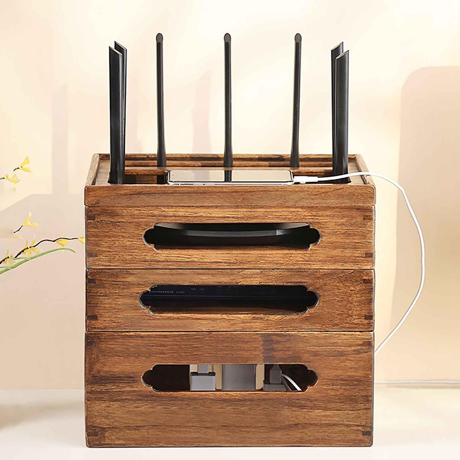Meuble de rangement multimédia en bois massif au design invisible