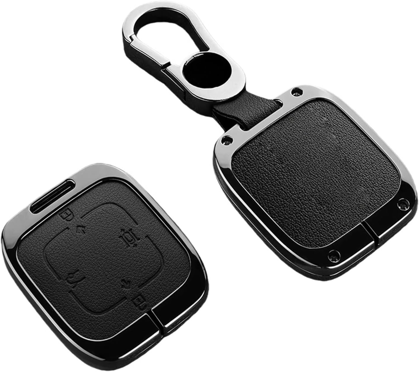 Zinc Alloy Car Smart Key Case Fob Cover Protector Shell Bag Compatible with Zeekr 7X 001 007 2024 2025 Keychain Accessories(B-Brown Chain)