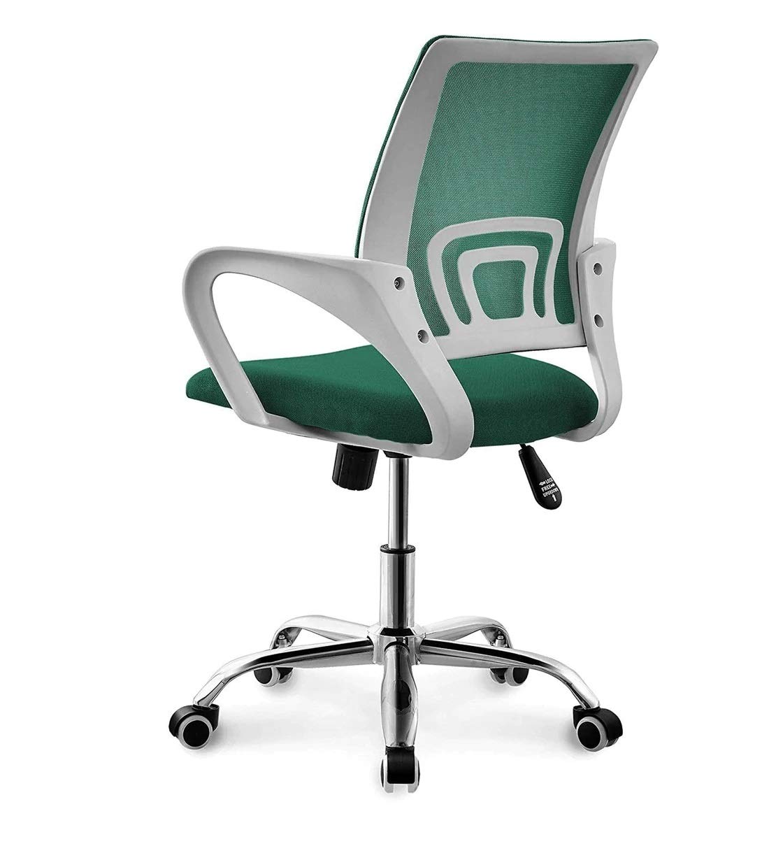 Bhumika Overseas® Low Back Royal Ergonomic White Body Computer Office Study Desk Executive Mesh Fabric Chair with Wheels in Dark Green Color 4