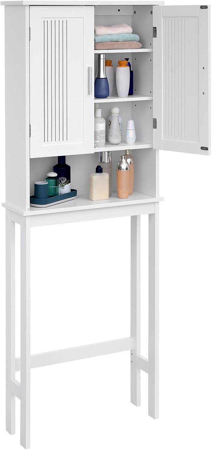 VASAGLE Bathroom Space Saver OverTheToilet Storage Unit, 4Tier Adjustable Shelf