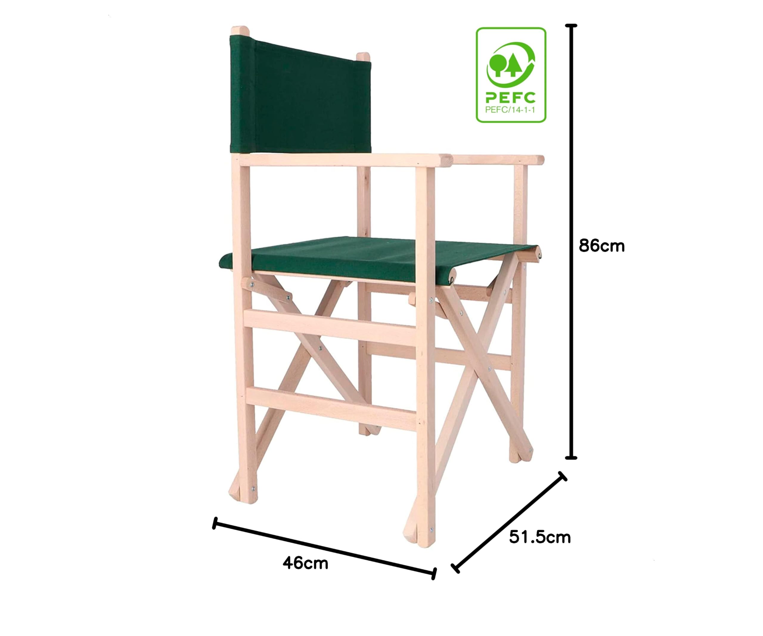 Aranaz - Sillón Director Plegable Sin Barniz Lona, Verde Oscura